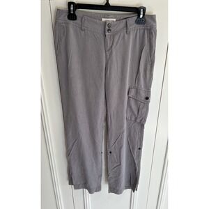 Coldwater Creek Gray Tencel Cargo Pants Roll Up Beach Straight Leg Utility